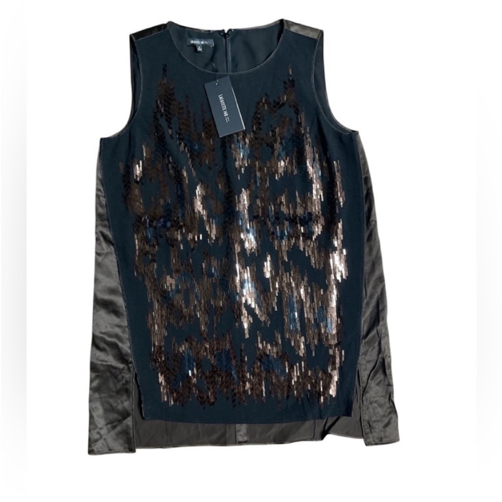 Lafayette 148 New York Black and Copper Sequin Top Size Small